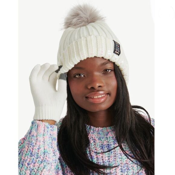 Girls Justice Ribbed & Full Print Winter Cozy Beanie and Gloves 2, 2-Piece Sets - Picture 7 of 13